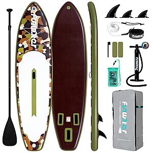 11' x 33" FunWater Inflatable Stand-Up Paddle Board w/ Paddle, Pump, Backpack & Accessories (Army Green Camouflage) $84.99 + Free Shipping