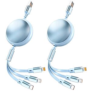 2-Count MPATIBY 3.6' 3-in-1 Retractable Charging Cables w/ USB-C, Lightning & Micro-USB (Blue) $10.99 ($5.50 each) + Free Shipping w/ Prime or on $35+