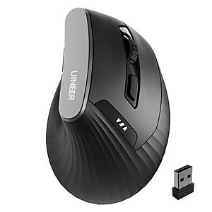 Uineer 2400 DPI Ergonomic Vertical Rechargeable Wireless Mouse w/ Side Scroll Wheel​ (Black, Pink,or White) from $11.99 + Free Shipping w/ Prime or on $35+