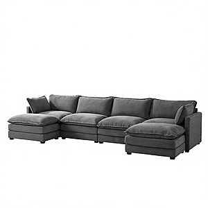 148" Clickbin 4-Seat L-Shaped Corduroy Modular Sectional Sofa w/ 2 Ottomans (Beige, Dark Grey) + $150 Kohl's Cash $755.28 + Free Shipping
