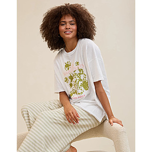 Aerie Women's Apparel: Oversized Crew Boyfriend Graphic T-Shirt $4.50, Offline by Aerie Jacquard Twill Mini Flare Legging (2 Colors) $9, More + Free Store Pick-up or FS on $75+