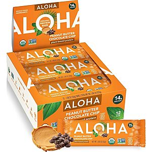 [Prime] 12-Pack 1.98-Ounce ALOHA Organic Plant Based Protein Bars (Peanut Butter Chocolate Chip) $18.57 w/ S&S + Free Shipping