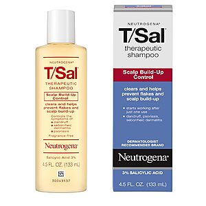 4.5-Ounce Neutrogena T/Sal Therapeutic Dandruff Shampoo w/ 3% Salicylic Acid (Fragrance Free) $4.66 w/ S&S + Free Shipping w/ Prime or on $35+