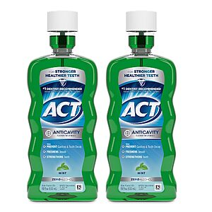 2-Pack 18-Ounce ACT Anticavity Fluoride Mouthwash (Mint) $4.36 ($2.18 Each) w/ S&S + Free Shipping w/ Prime or on $35+