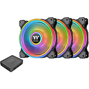 3-Pack Thermaltake Riing Quad 120mm RGB Radiator Fans w/ Controller (Black) $29.99 + Free Shipping