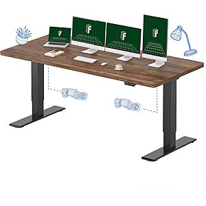 FLEXISPOT 79"x32" Large Dual Motor Electric Standing Desk, Black Walnut - 198 LBS Heavy-Duty Capacity, Ideal for Home Office, Creative Studio, or Multi-Monitor Setup