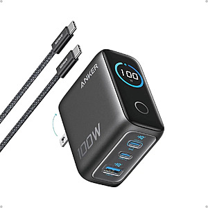 Anker 100W 3-Port GaN USB-C Wall Charger w/ Smart Display (B121B; Gray or Silver) $47.99 + Free Shipping
