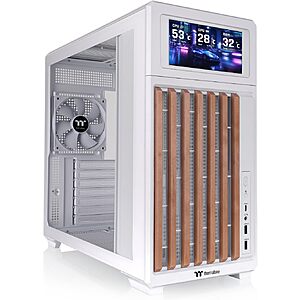 Thermaltake TR300 WS Mid Tower ATX PC Case w/ 6" LCD Screen & Wood Trim (Snow) $124.19 + Free Shipping