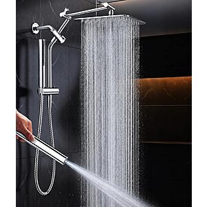 10" Veken Square All Metal Rain Shower Head & Handheld Sprayer Combo w/ Power Jet (Chrome) $89.96 + Free Shipping