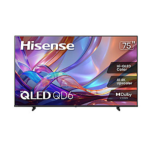 BJs Members: 75" Hisense QD65SR Series Hi-QLED Quantum Dots 4K Smart Roku TV w/ 3-Year Warranty $499.99 + Free Shipping