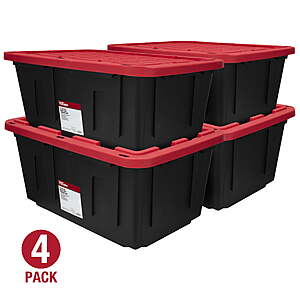 $32 4-Pack Hyper Tough 27 Gallon Stackable Storage Bin Containers with Snap-on Lid ($8 each)