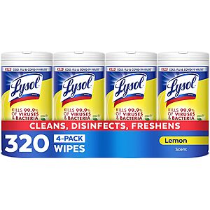 $10.81 4-Pack 80-Count Lysol Disinfectant Wipes (Lemon & Lime Blossom) with S&S