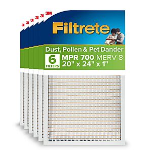 6-Pack Filtrete MPR 700 MERV 8 AC Furnace Air Filter 20x24x1 $23.74 with S&S