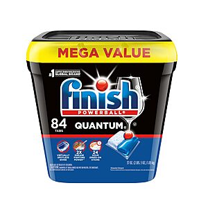 Finish Quantum Dishwasher Pods, No Pre-Rinse Dishwasher Detergent Soap Removes 24HR Dried-On Stain and Grease, Leaving a Virtually Spotless Shine, 84 Count