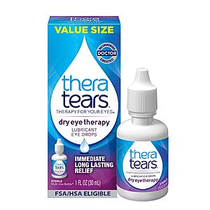 TheraTears Dry Eye Therapy Eye Drops for Dry Eyes, 1.0 fl oz (30mL) Value Size $6.40 with S&S