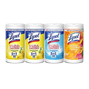 $12.08 4-Pack Lysol Disinfecting Wipes (Lemon + Mango + Linen) 80 ct. with S&S