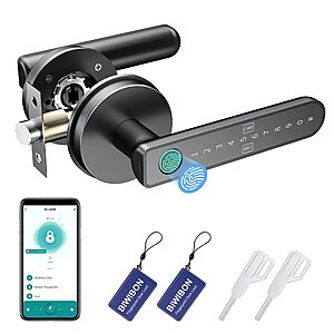 Fingerprint Door Lock &ndash; Fingerprint Door Knob with 5 Unlock Options, Anti-Peep Code, Adjustable Auto-Lock, Inside Lock, for Home, Office, Apartment, Bedroom &ndash; Black $18.49