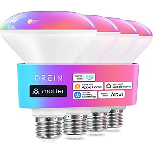 4-Pack OREiN Matter BR30 650-Lumen RGBTW Smart LED Light Bulbs $15.99 ($3.99 each) + Free Shipping w/ Prime or on $35+