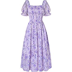 Scarlet Darkness Women's Floral Square Neck Puff Sleeve A-Line Dress (various colors) from $14.06 + Free Shipping