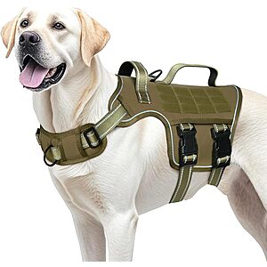 RunFido Tactical No-Pull Dog Harness w/ MOLLE System & Reflective Strips (Khaki, Large) $9.99 + Free Shipping w/ Prime or on $35+