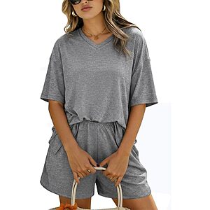 2-Piece Marvmys Women's V-Neck Short Sleeve Pajama Set (various colors) $7.49 + Free Shipping w/ Prime or on $35+