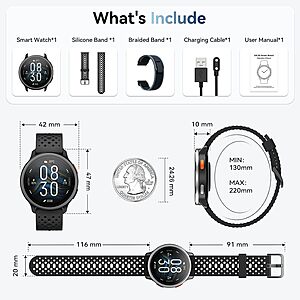 Smart Watch for Men/Women for iPhone & Android, 1.27" Ultra-HD Screen $22.74