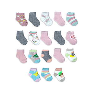 Wonder Nation Baby and Toddler Girl Quarter Socks, 18-Pack, Sizes 0M-5T - $5