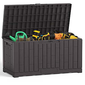 Gianna 60 Gallon Deck Box, Lockable Resin Outdoor Storage (Brown or Gray) - $33.99