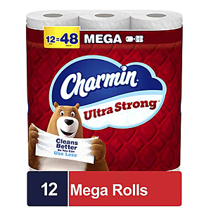Charmin 2-Ply Toilet Paper 12 Mega Rolls = 48 Rolls (Ultra Strong or Ultra Soft) - 4 for $50.36 + $15 (or $22 YMMV) Walgreens Cash + $15 P&G Rebate