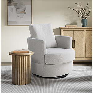 Studio Living Everest Modern Swivel Accent Chair, Ivory Fabric - $116.81
