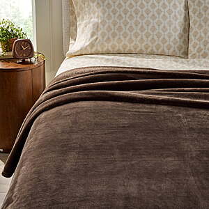 Better Homes & Gardens Velvet Plush Soft Bed Blanket, Full/Queen Size, Brown Basket or Grey Plaid - $8.97