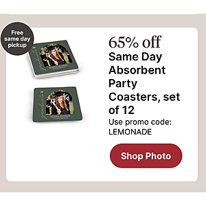 Walgreens Photos - 65% OFF Same Day Photo Absorbent Party Coasters (set of 12) $5.25