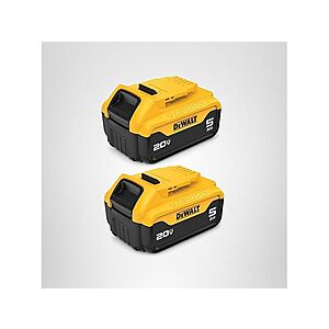 DEWALT 20V MAX XR 5 Ah Lithium Ion Battery 2-Pack - $119.99 + free shipping with Prime