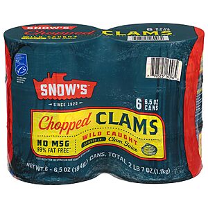 Select Accounts - Snow's Wild Caught Chopped Clams Canned, 6.5 oz Can (Pack of 6) - $7.21 AC & S+S + AND MORE