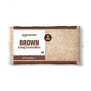 Amazon Grocery, Brown Long Grain Rice, 5 Lb - $3.60 or less