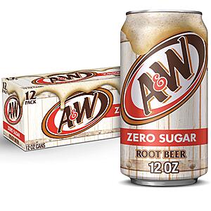 A&W Zero Sugar Root Beer Soda, 12 fl oz cans, 12 count - (3 for $14.74, $4.91 each) w/ S&S