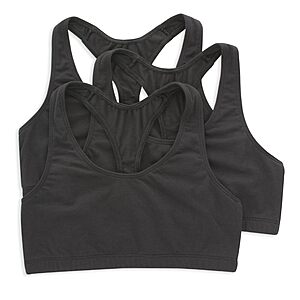 $7.49 AC - Hanes Racerback Bralette 3-Pack, Stretch Cotton Knit Low-Impact Bra, Moisture-Wicking Cotton T-Back Bra Top (various) at Amazon