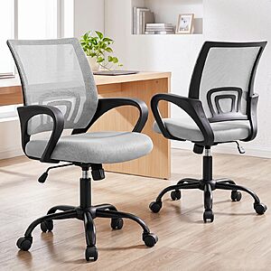 $59.99 | 2-Pack DUMOS Ergonomic Office Chair, Mid-Back Executive Desk Chair (grey or red) @Amazon