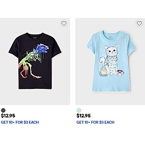 Children's Place - Graphic Tees $3 Each When You Buy 10+ + Free Shipping