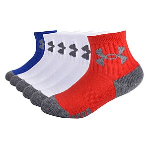 Under Armour boys Multi Pack Quarter Sock, Red Tech, 2-4T US - $6.54
