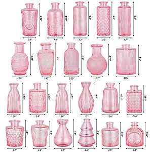 RUCKAE 22 Pack Pink Glass Bud Vases (Pink 22 Pack) - $14.57