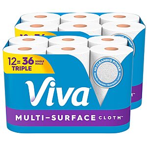 2x 12 Triple Rolls Viva Multi-Surface Cloth Paper Towels, 165 Sheets per Roll - $34.46 AC + S&S