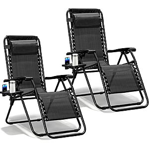 MAKE CHANGES Zero Gravity Chairs Set of 2 (3 colors) - $59.99 @Amazon