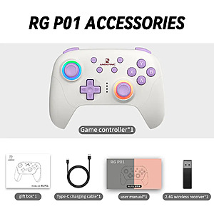 Anbernic RG P01 Wireless Game Controller for Nintendo Switch, PC & Android/iOS w/ Hall Effect Joysticks & Triggers (Various Colors) from $16.18 + Free U.S. Shipping via AliExp