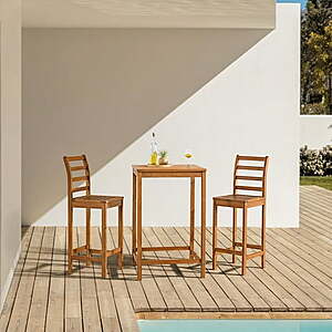 Alaterre Furniture Brandon Acacia Wood Outdoor Bar Height Bistro Set - Set of 3, Natural - $140.22