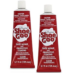 Sof Sole 3.7 Ounce Goo Repair Adhesive for Fixing Worn Shoes or Boots, Clear, 3.7-Ounce Tube (2-Pack), Universal