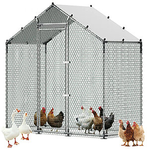 VEVOR 6.6 x 3.3 x 6.6 ft Walk-in Metal Chicken Coop w/ Waterproof Cover $60.63 Shipped