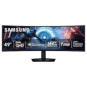 $679.99 FS PRIME WOOT (NEW) SAMSUNG 49-inch Odyssey G9 (G91F) DQHD, 144Hz, Curved Gaming Monitor, Ultra-Wide 32:9 Screen, DisplayHDR 600, AMD FreeSync&trade; Premium