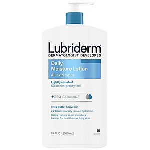 $5.29 ac WALGREENS (PU at $10) Lubriderm Daily Moisture Lotion + Pro-Ceramide with Shea Butter & Glycerin Fragrance Free, 24.0 fl oz