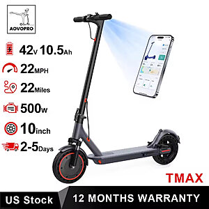 AOVOPRO TMAX 10inch Electric Scooter 500W 22MPH Adult APP Smart Scooter Shock-absorbing Anti-skid Folding Electric Scooter $142.05 AC
